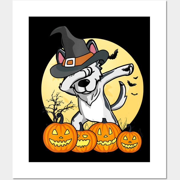 Dabbing Husky Dab Dance Funny Dog Halloween Wall Art by JaydeMargulies